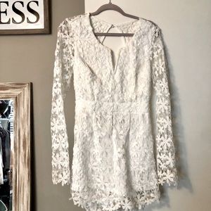 White Lace Open Back Romper